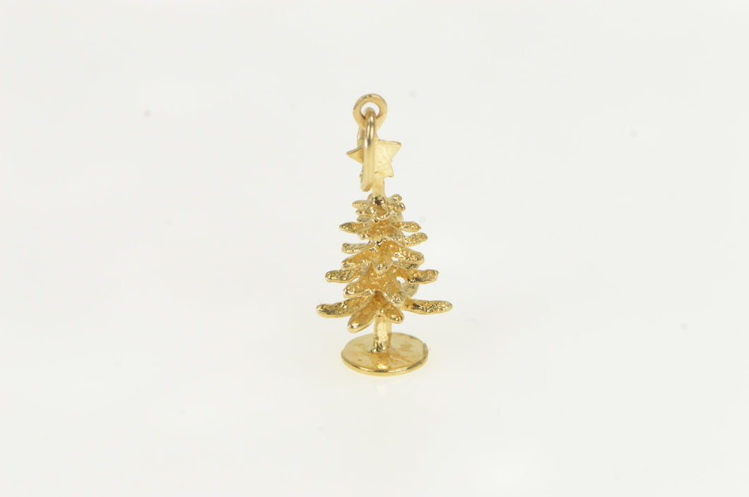 14K 3D Christmas Holiday Tree Tradition Charm/Pendant Yellow Gold