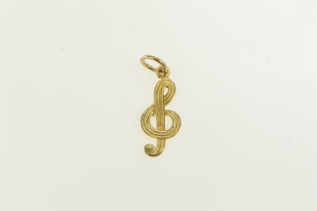 14K Treble Clef Music Symbol Musician Charm/Pendant Yellow Gold