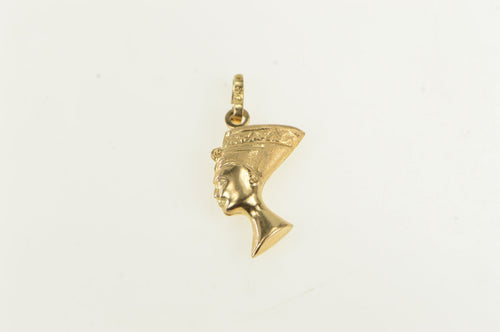 14K Ancient Egyptian Queen Nefertiti Puffy Charm/Pendant Yellow Gold