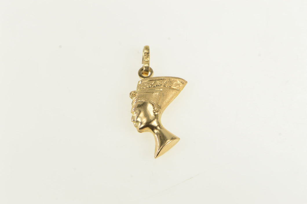 14K Ancient Egyptian Queen Nefertiti Puffy Charm/Pendant Yellow Gold