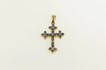 Load image into Gallery viewer, 10K Sapphire Diamond Classic Vintage Cross Pendant Yellow Gold