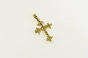 10K Sapphire Diamond Classic Vintage Cross Pendant Yellow Gold