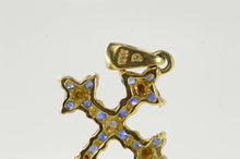 Load image into Gallery viewer, 10K Sapphire Diamond Classic Vintage Cross Pendant Yellow Gold