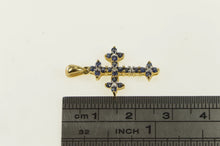 Load image into Gallery viewer, 10K Sapphire Diamond Classic Vintage Cross Pendant Yellow Gold