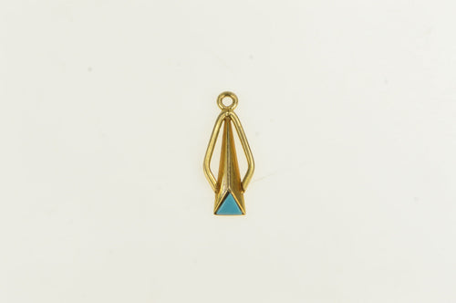 14K Robert Nofchissey Native American Turquoise Charm/Pendant Yellow Gold