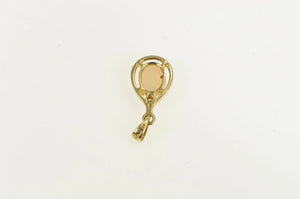 14K Oval Natural Opal Diamond Accent Vintage Pendant Yellow Gold
