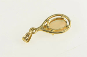 14K Oval Natural Opal Diamond Accent Vintage Pendant Yellow Gold