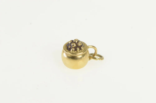 14K 3D Pot of Gold Bucket End of the Rainbow Charm/Pendant Yellow Gold