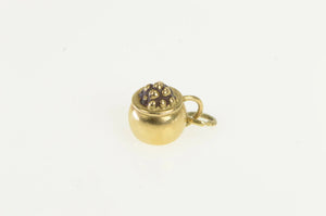 14K 3D Pot of Gold Bucket End of the Rainbow Charm/Pendant Yellow Gold