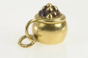 14K 3D Pot of Gold Bucket End of the Rainbow Charm/Pendant Yellow Gold