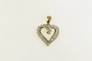 10K 1.00 Ctw Baguette & Round Diamond Heart Pendant Yellow Gold