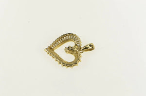 10K 1.00 Ctw Baguette & Round Diamond Heart Pendant Yellow Gold