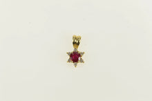 Load image into Gallery viewer, 14K 0.55 Ctw Natural Ruby Diamond Halo Flower Pendant Yellow Gold