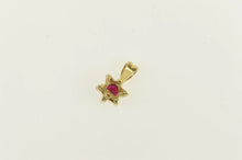 Load image into Gallery viewer, 14K 0.55 Ctw Natural Ruby Diamond Halo Flower Pendant Yellow Gold