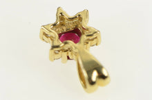 Load image into Gallery viewer, 14K 0.55 Ctw Natural Ruby Diamond Halo Flower Pendant Yellow Gold