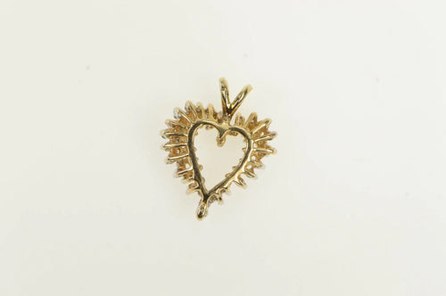 14K 0.75 Ctw Diamond Cluster Heart Love Vintage Pendant Yellow Gold