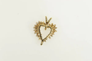 14K 0.75 Ctw Diamond Cluster Heart Love Vintage Pendant Yellow Gold