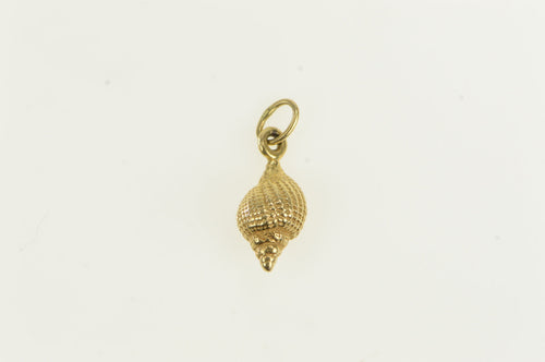 14K 3D Conch Sea Shell Beach Ocean Motif Charm/Pendant Yellow Gold