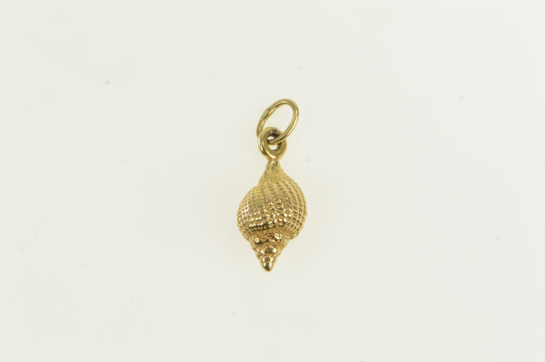 14K 3D Conch Sea Shell Beach Ocean Motif Charm/Pendant Yellow Gold