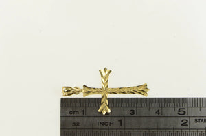 14K Grooved Diamond Cut Cross Christian Faith Charm/Pendant Yellow Gold