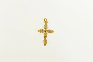10K Black Hills Leaf Cross Christian Faith Charm/Pendant Yellow Gold