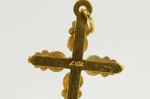 10K Black Hills Leaf Cross Christian Faith Charm/Pendant Yellow Gold
