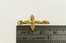 Load image into Gallery viewer, 10K Black Hills Leaf Cross Christian Faith Charm/Pendant Yellow Gold