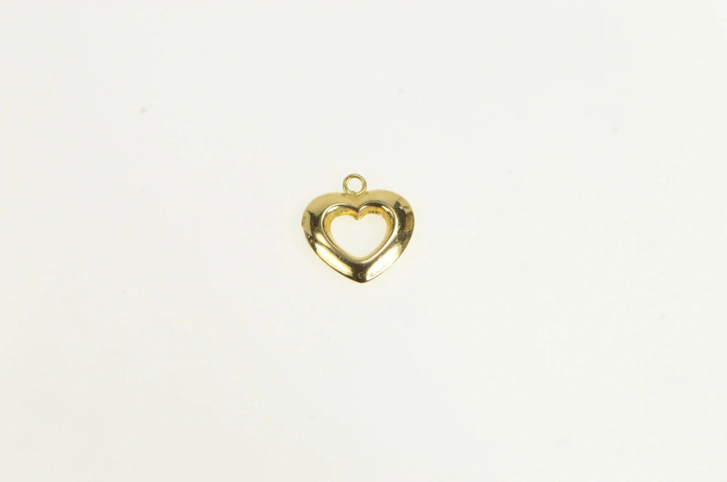 14K Puffy Heart Love Symbol Cut Out Charm/Pendant Yellow Gold