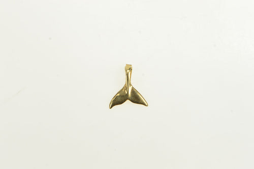 14K Whale Fluke Back Fin Tail Ocean Animal Charm/Pendant Yellow Gold