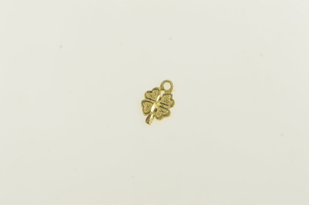 14K Shamrock Four Leaf Clover Good Luck Charm/Pendant Yellow Gold