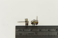 Load image into Gallery viewer, 14K Garnet Amethyst Peridot Diamond Flower Stud Earrings White Gold