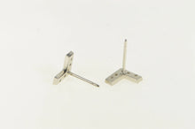 Load image into Gallery viewer, 14K Diamond L Letter Initial Arrow Chevron Stud Earrings White Gold