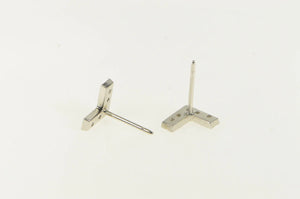 14K Diamond L Letter Initial Arrow Chevron Stud Earrings White Gold