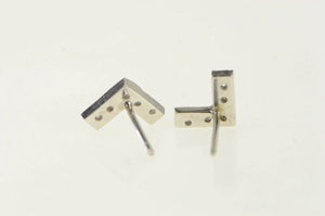 14K Diamond L Letter Initial Arrow Chevron Stud Earrings White Gold