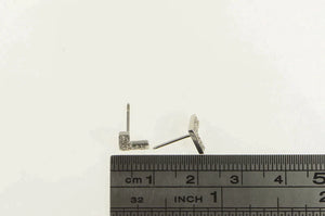 14K Diamond L Letter Initial Arrow Chevron Stud Earrings White Gold