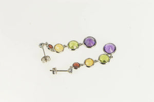 14K Garnet Amethyst Peridot Citrine Dangle Earrings White Gold