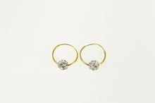 Load image into Gallery viewer, 14K Pave Rhinestone Ball Accent Huggies Hoop Earrings Yellow Gold