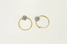 Load image into Gallery viewer, 14K Pave Rhinestone Ball Accent Huggies Hoop Earrings Yellow Gold
