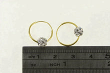 Load image into Gallery viewer, 14K Pave Rhinestone Ball Accent Huggies Hoop Earrings Yellow Gold