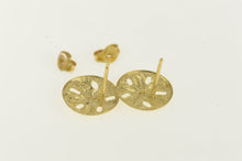Load image into Gallery viewer, 14K Diamond Cut Sand Dollar Sea Shell Stud Earrings Yellow Gold