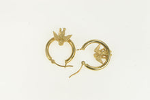 Load image into Gallery viewer, 14K Cherub Guardian Angel Accent Statement Hoop Earrings Yellow Gold