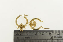 Load image into Gallery viewer, 14K Cherub Guardian Angel Accent Statement Hoop Earrings Yellow Gold