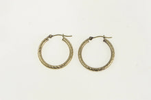 Load image into Gallery viewer, 14K 21.8mm Grooved Pattern Diamond Cut Hoop Earrings Yellow Gold