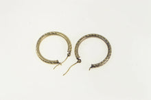 Load image into Gallery viewer, 14K 21.8mm Grooved Pattern Diamond Cut Hoop Earrings Yellow Gold