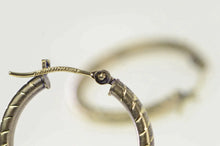 Load image into Gallery viewer, 14K 21.8mm Grooved Pattern Diamond Cut Hoop Earrings Yellow Gold
