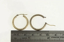 Load image into Gallery viewer, 14K 21.8mm Grooved Pattern Diamond Cut Hoop Earrings Yellow Gold