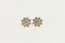 Load image into Gallery viewer, 14K 0.80 Ctw Diamond Flower Cluster Stud Earrings Yellow Gold