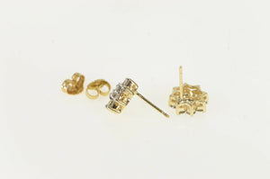14K 0.80 Ctw Diamond Flower Cluster Stud Earrings Yellow Gold