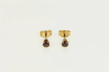 Load image into Gallery viewer, 14K Vintage Classic Round Garnet Simple Stud Earrings Yellow Gold
