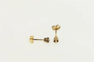 14K Vintage Classic Round Garnet Simple Stud Earrings Yellow Gold